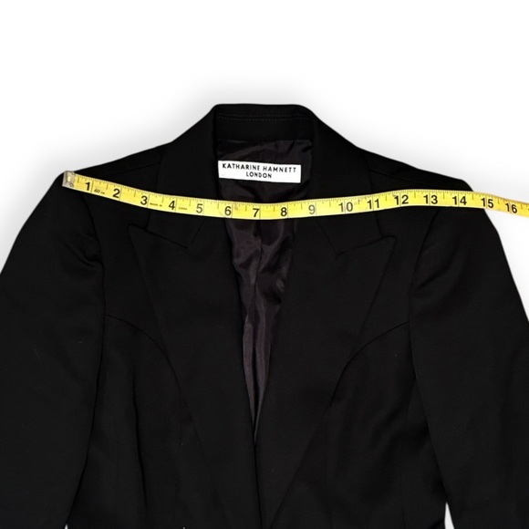Katharine Hamnett Sofia Black Virgin Wool Blazer One Button Fitted Lapel Size XS - Picture 5 of 9